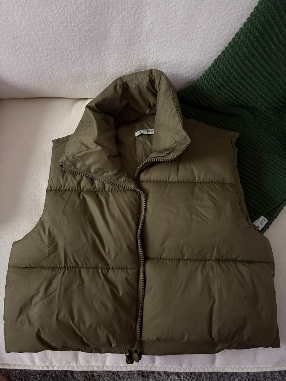 Olive Puffer Vest Jacket